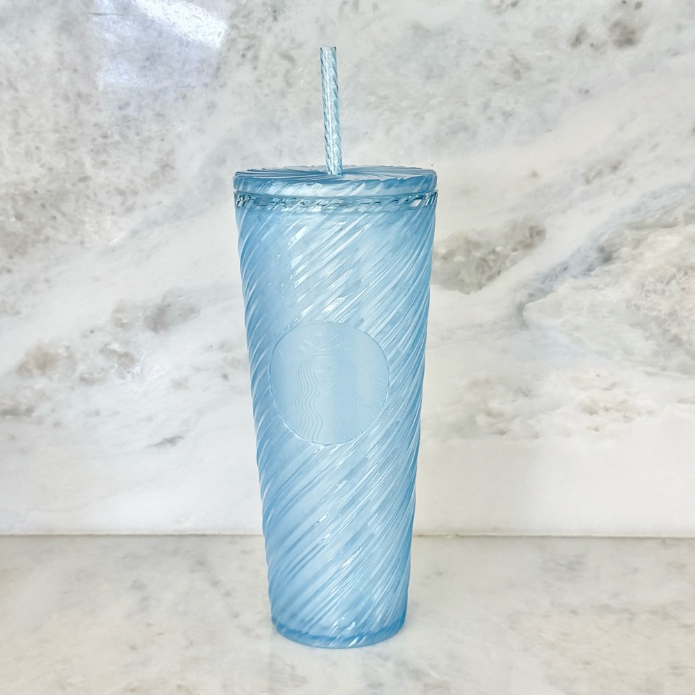 Starbucks Swirl Blue Tumbler with Straw